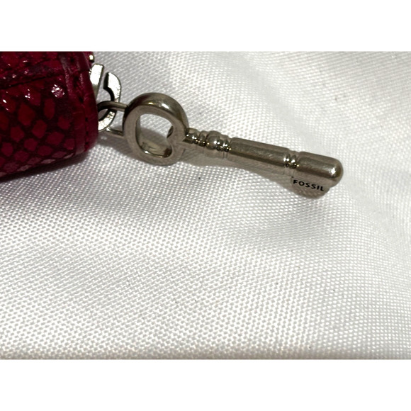FOSSIL Snakeskin Embossed Pink Leather Zip Around Clutch Wallet Chic Retro - Picture 6 of 9